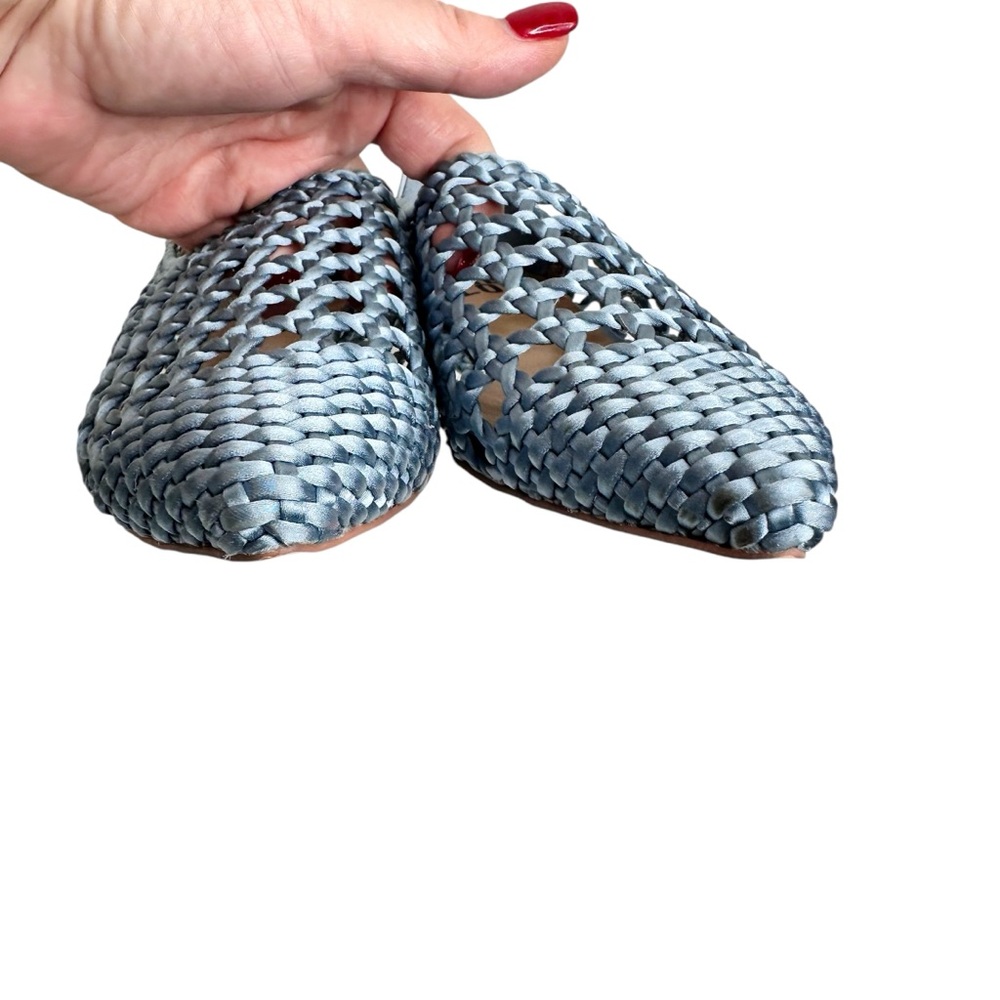 NEW Anthropologie Bibi Lou Woven Pointed Toe Flats Celeste Sky Blue SZ 37 - Picture 7 of 13